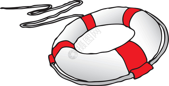 救生艇绘画插图救援帮助救生圈工具细绳数字背景图片