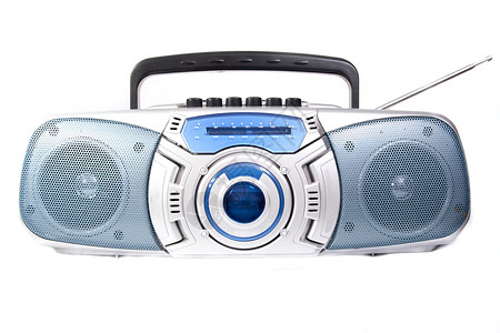 磁带播放器玩家音箱音乐立体声电子录音机白色娱乐塑料扬声器复古的高清图片素材