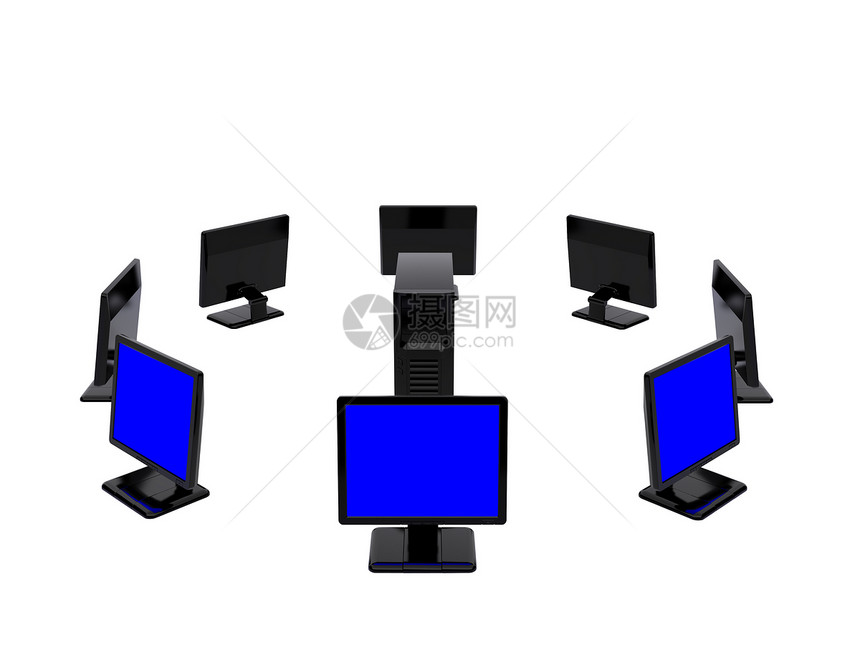 网络蓝色标识电脑红色监视器电子邮件插图黑色按钮电子图片