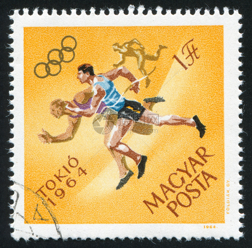 中跑者运动员活力跑步竞赛海豹慢跑明信片历史性邮戳运动图片