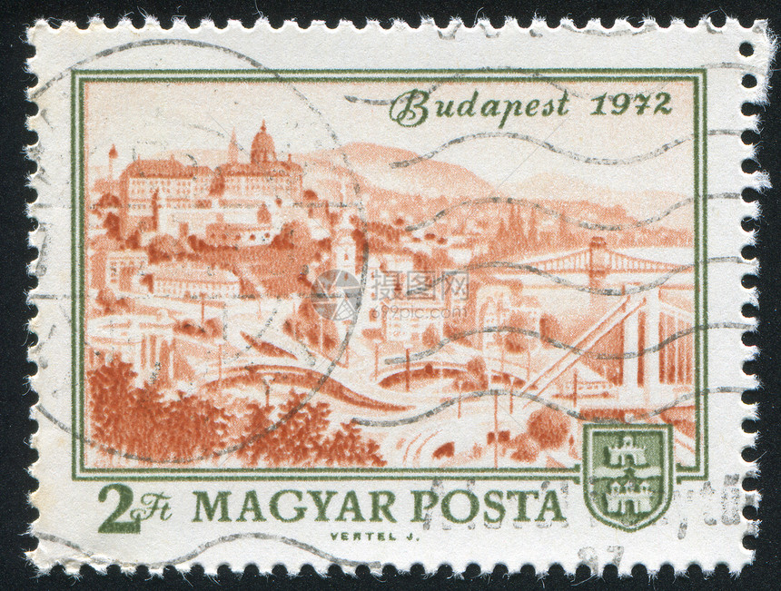 布达佩斯邮件古董街道地标吸引力建筑邮票集邮邮戳明信片图片