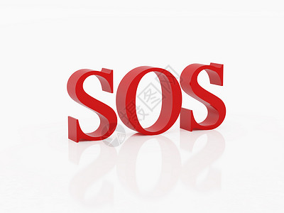 SOS 求救帮助红色白色标识渲染插图背景图片