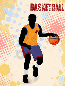 篮球海报墨水插图灰尘玩家游戏绘画胜利拉丝国际斗争背景图片
