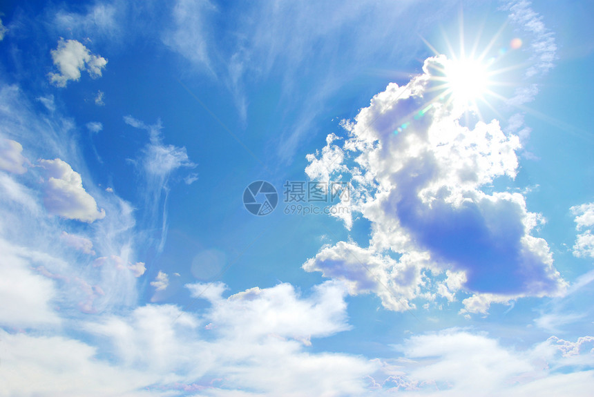 蓝蓝天空阳光天蓝色积雨气候天气云景季节环境沉淀水分图片