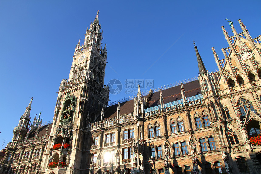慕尼黑拉特豪斯广场纪念碑地标传统旅行雕像旅游建筑学房子大厅图片