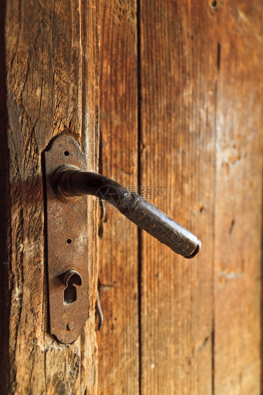 旧门把手金属村庄房子青铜入口古董废墟木头建筑学锁孔图片