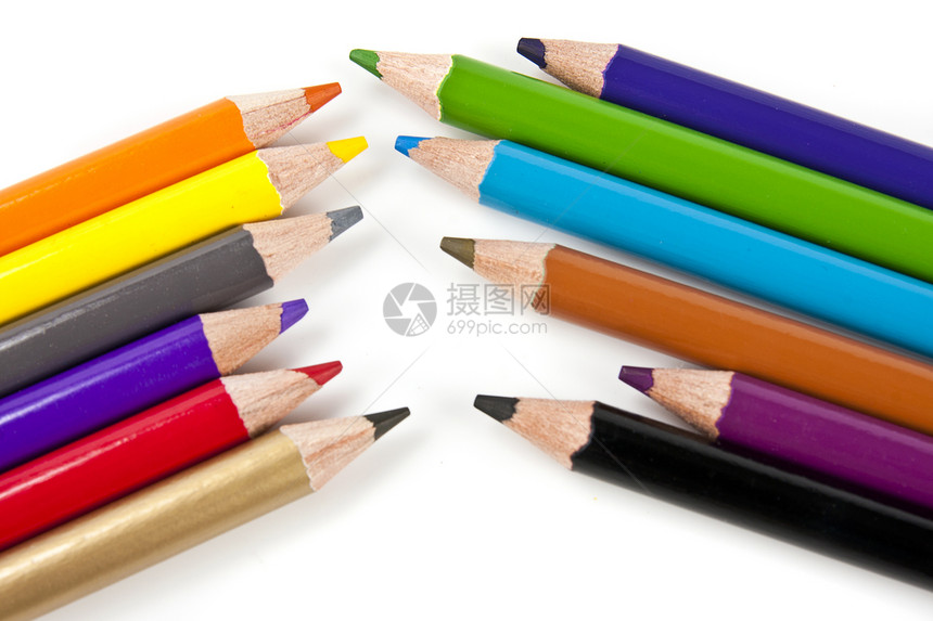 彩色铅笔绿色铅笔画紫色描述性灰色教育黑色橙子白色波纹图片