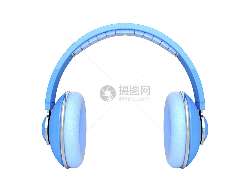 DJ 耳机娱乐音乐记录技术音响音景低音立体声蓝色塑料图片