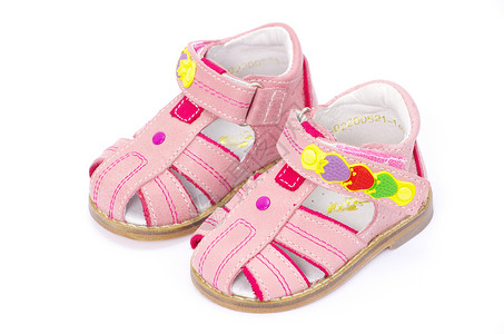 凉鞋女孩橡皮带子教育孩子们童年通风粉色鞋类皮革高清图片