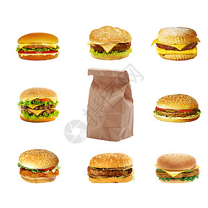 包装汉堡和芝士汉堡营养高清图片素材