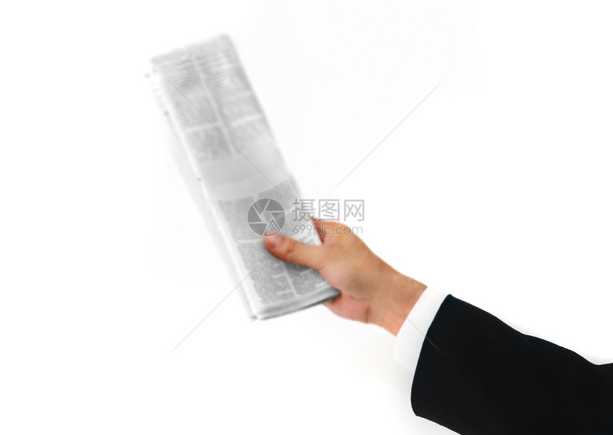 报纸在手掌中商业记者白色商务印刷办公室打字稿文章经理杂志图片