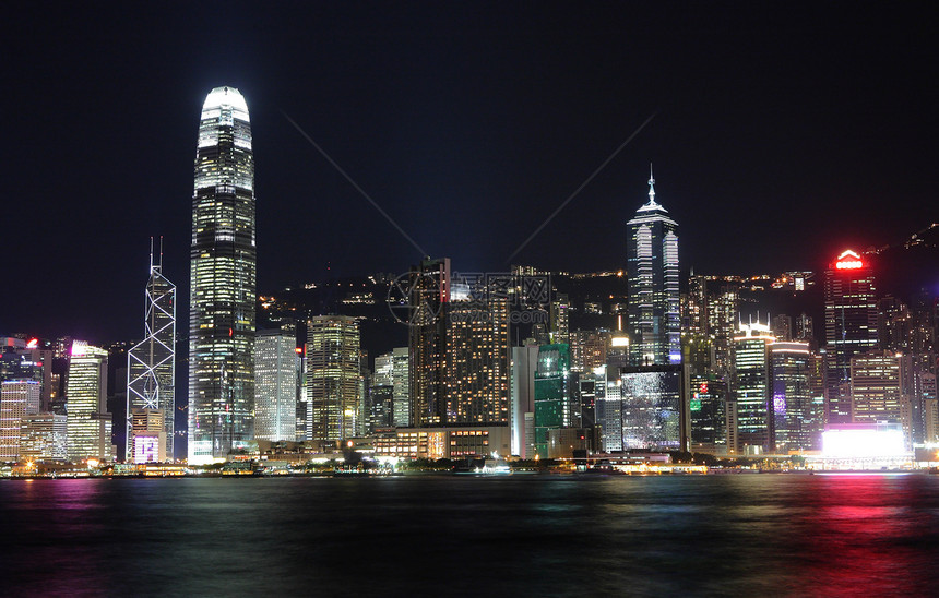 香港夜景场景地标摩天大楼金融蓝色市中心景观风景办公室天际图片