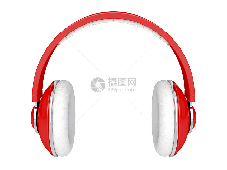 红耳机工作室立体声塑料娱乐音响白色打碟机金属红色音乐图片