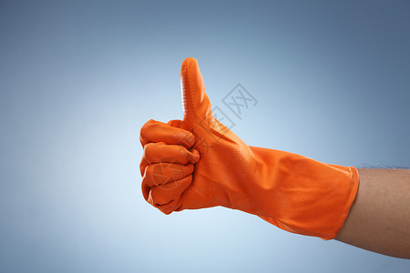 缩略图向上工作服卫生手套防护手势家务家庭生活拇指橡皮协议背景图片