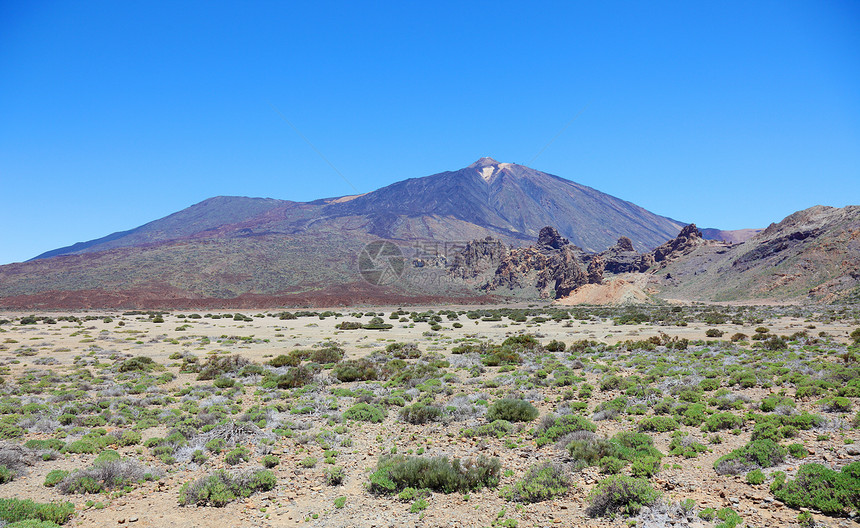 特内里夫El Teide火山附近火山沙漠的全景图片