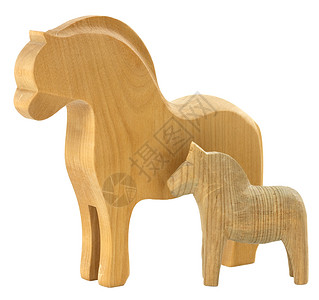 古老木木马手工制作的马玩具高清图片