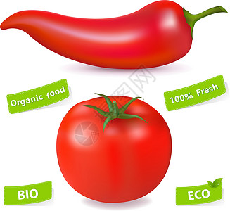 蔬菜价格红辣辣辣椒和番茄插画