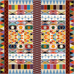 族裔地毯设计古董装饰品小地毯挂毯正方形纺织品手工织物工艺材料插画