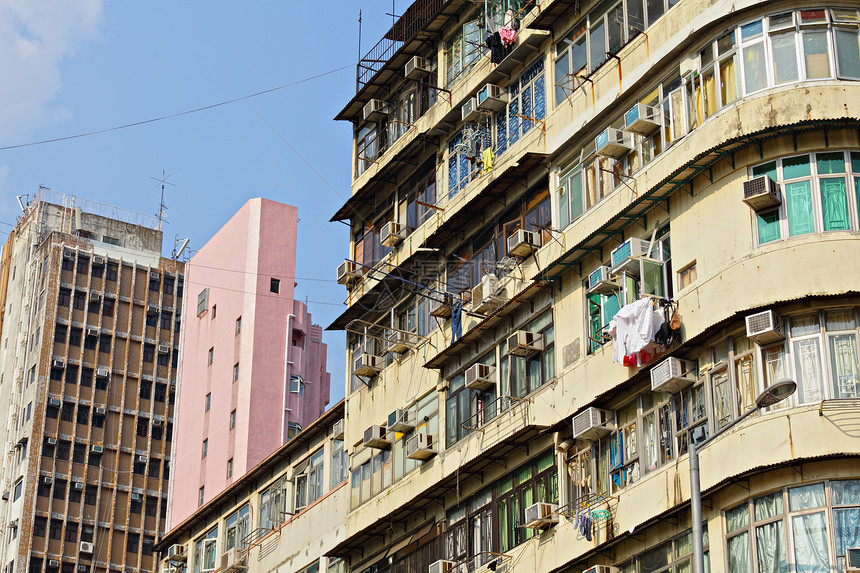 香港旧大楼住宅高楼财产抵押窗帘窗户地板多层生活城市图片