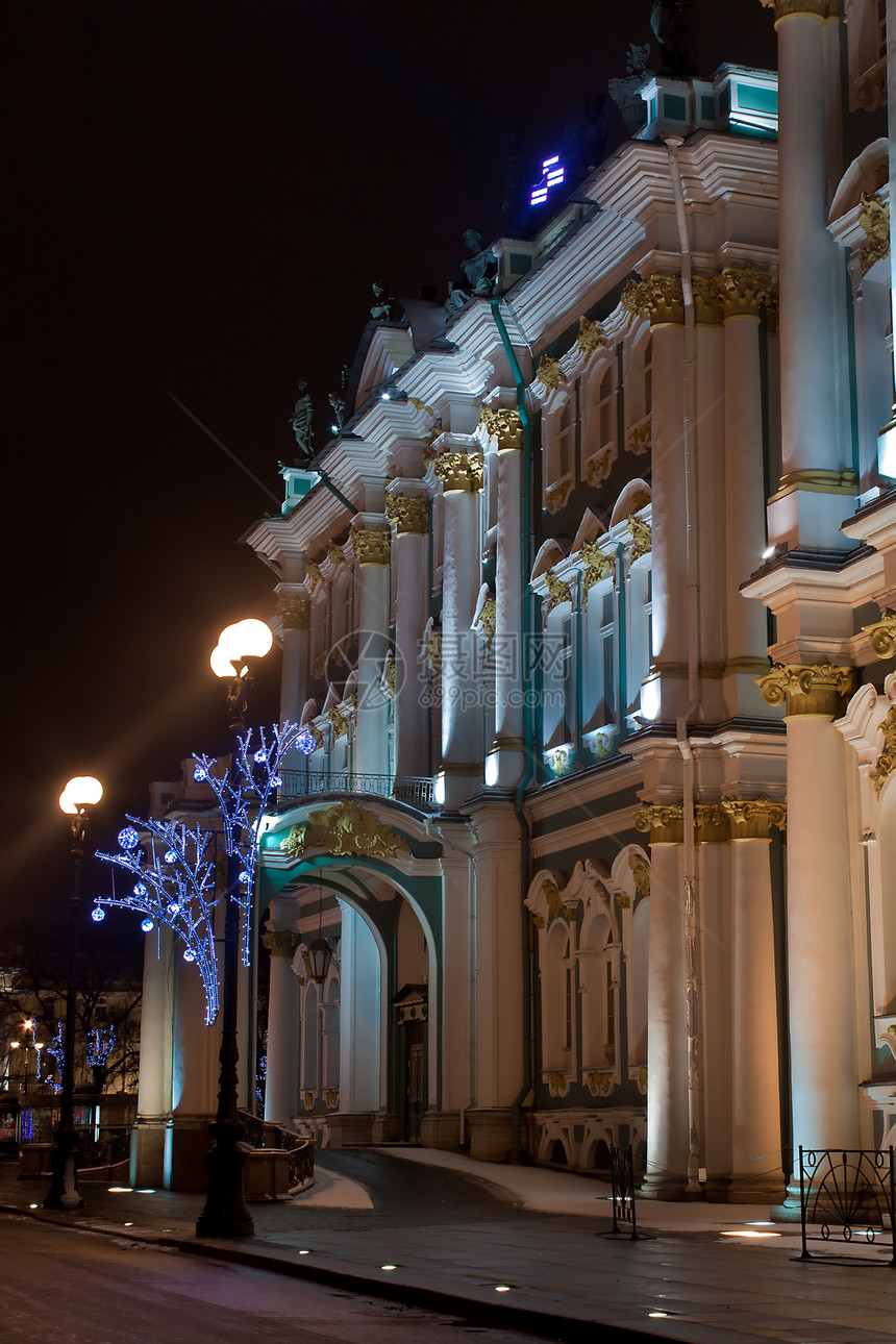 俄罗斯圣彼得堡冬季宫 夜间 俄罗斯圣彼得堡图片