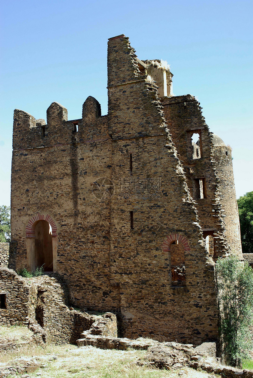 埃塞俄比亚的废墟堡垒纪念碑建筑学据点垛口锯齿状图片