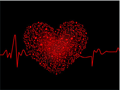 红尘情歌以红色彩色标给Valent 展示音乐心脏的矢量插图插画
