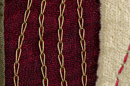 红布纹理被单衣服皱纹皮棉材料床单折痕起球纺织品红色背景图片