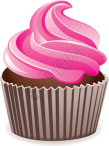 粉色纸杯蛋糕插图白色生日幸福糖果礼物奶油饮食食物甜点背景图片