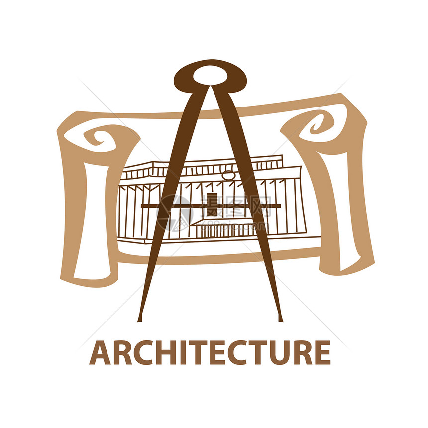 建筑结构架构铅笔圆圈罗盘创造力工程师插图几何学建造建筑师柱子图片