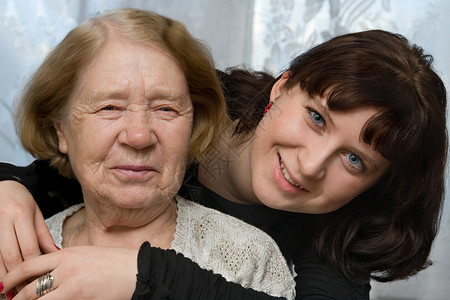 外婆和孙女背景图片