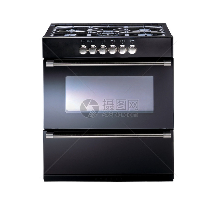 白色上隔离的现代金属烤炉技术电子剪裁家庭美食厨房烹饪工具键盘烤箱图片