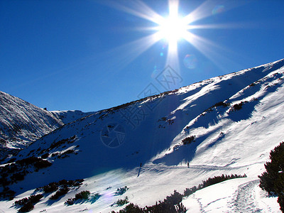雪山的太阳背景图片