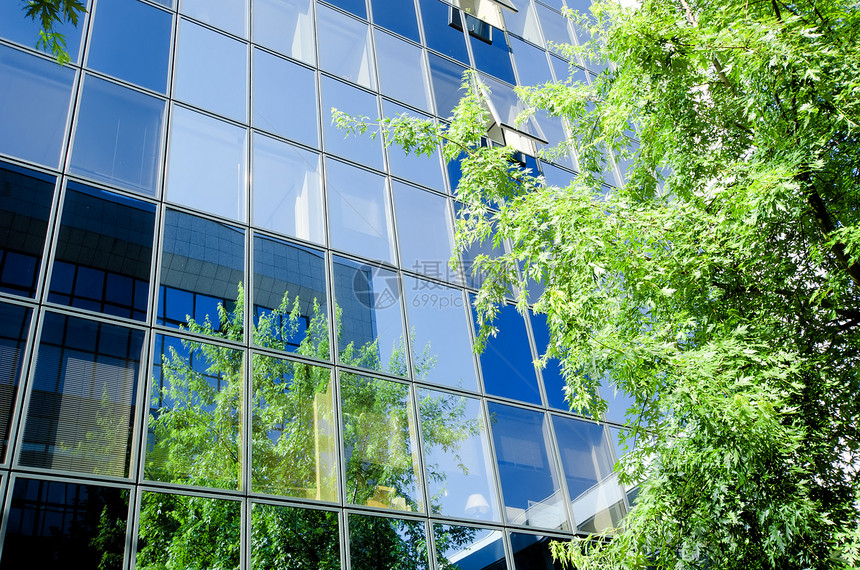 大楼技术财产反射窗户建筑物玻璃绿色建筑摩天大楼蓝色图片