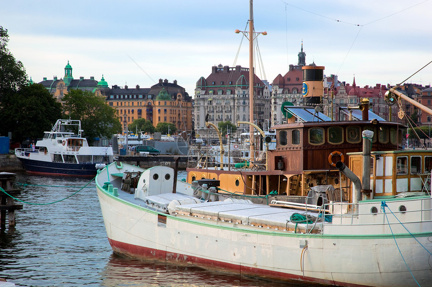 斯德哥尔摩 欧洲的瑞典 船舶和建筑港口建筑学旅游天空全景旅行景观首都建筑物海洋图片