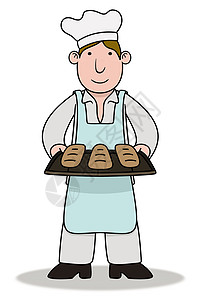 贝克剪贴男人食物面包托盘烘烤面包师烹饪厨师插图男性高清图片素材