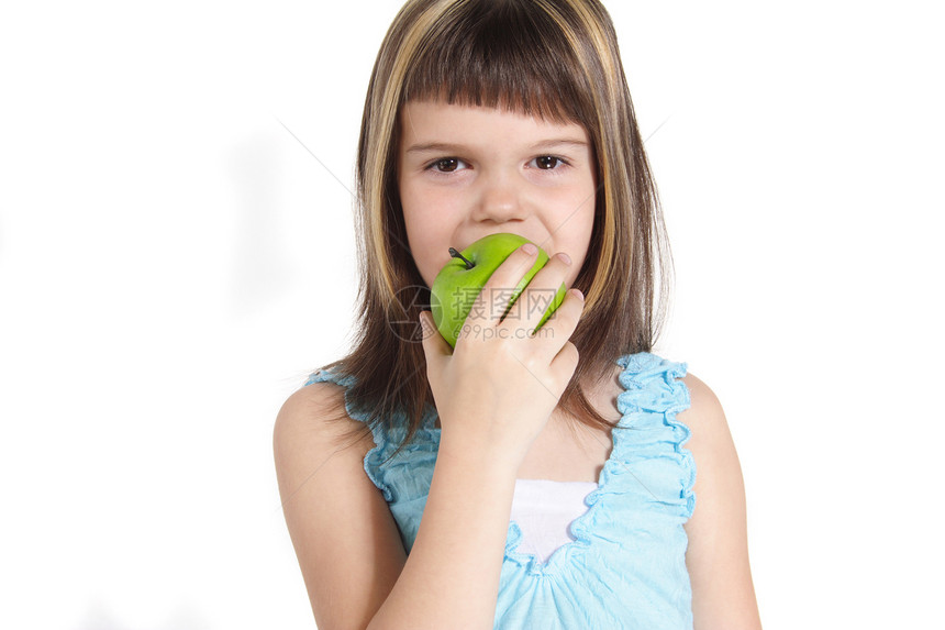 吃苹果儿童童年女孩婴儿水果少年婴儿期营养饮食白色图片