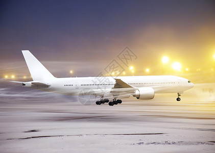 机场非飞行天气航班座舱运输暴风雪翅膀商业飞机场航空旅行痕迹冬天高清图片素材