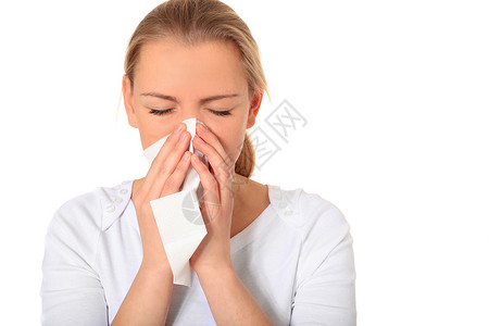 寒冷的症状医疗女子组织女士喷嚏过敏青年手帕流感背景图片