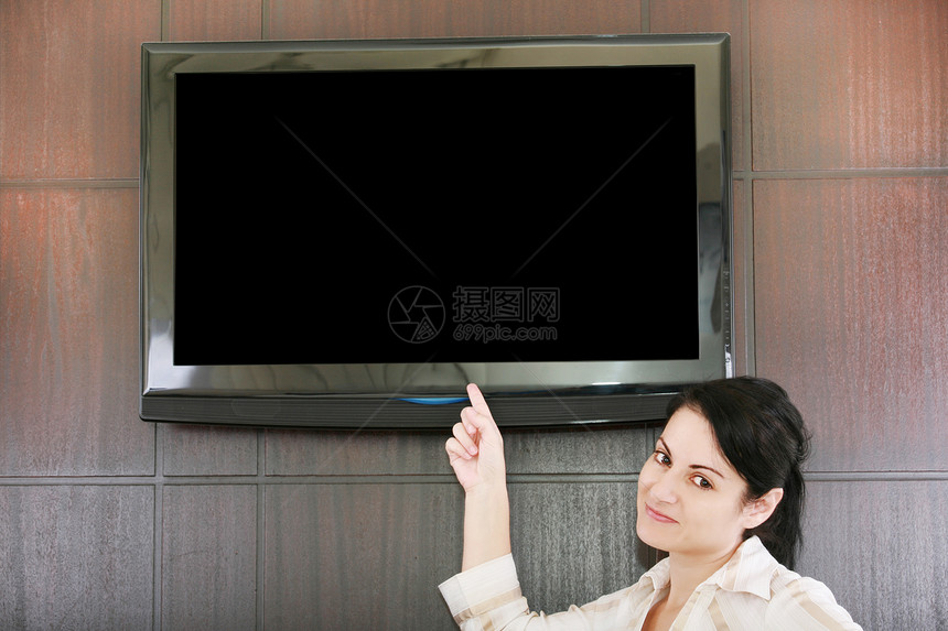 以 lcd tv 格式介绍商业妇女图片