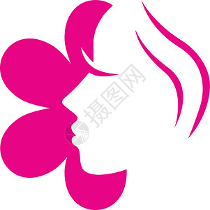 被捏脸的女孩女性花朵脸朝粉红图标 白色(粉红色)被孤立设计图片