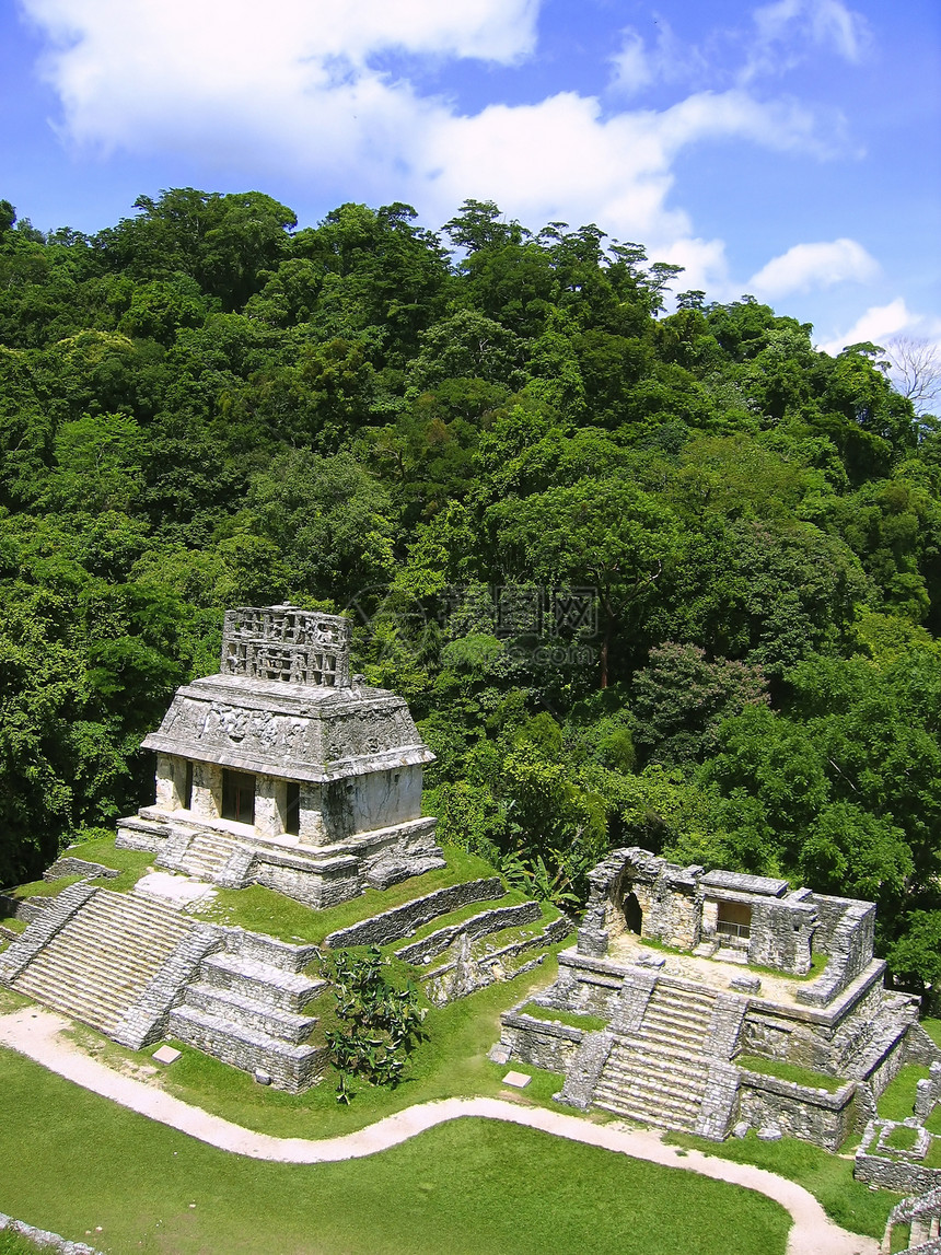 Palenque 玛雅废墟石头蓝色金字塔文化历史城市纪念碑建筑学遗产建筑图片