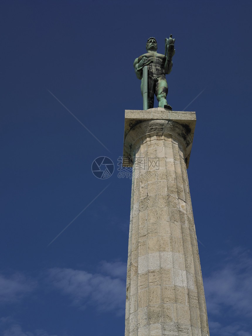 Victor 塞尔维亚贝尔格莱德标志性象征物雕像艺术地标吸引力历史柱子天空男人纪念碑数字图片