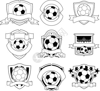 矢量足球徽章黑色横幅星星插图团队锦标赛运动比赛丝带高清图片