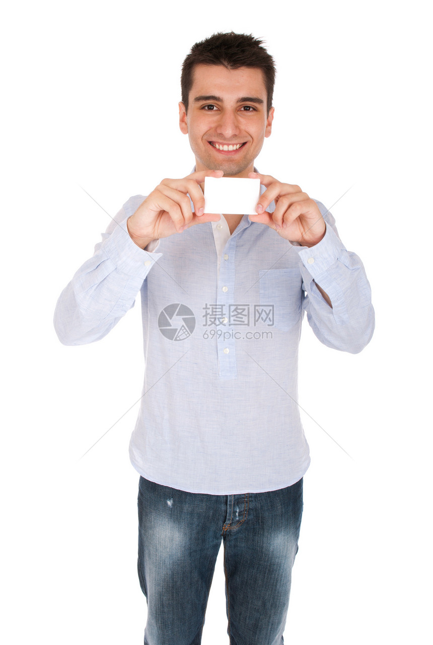持持证男子商业男性卡片成人快乐空白问候广告微笑展示图片