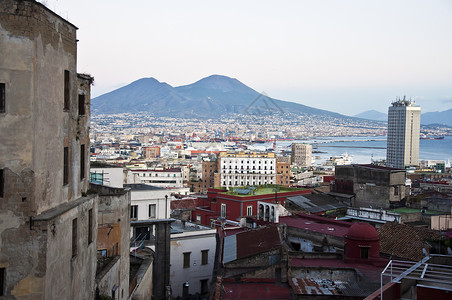 那那不勒斯建筑物火山景观城市建筑学房子全景背景图片
