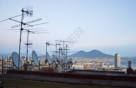 那那不勒斯全景景观火山城市建筑物建筑学房子背景图片