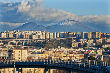 那那不勒斯建筑学全景建筑物城市火山房子景观背景图片