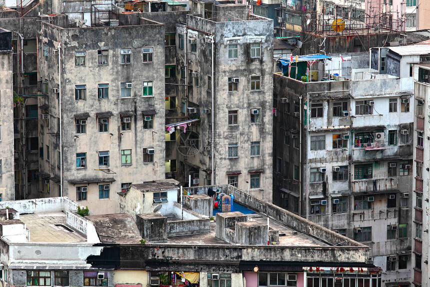 香港旧大楼不动产窗户住宅生活百叶窗地板建筑摩天大楼多层建筑学图片