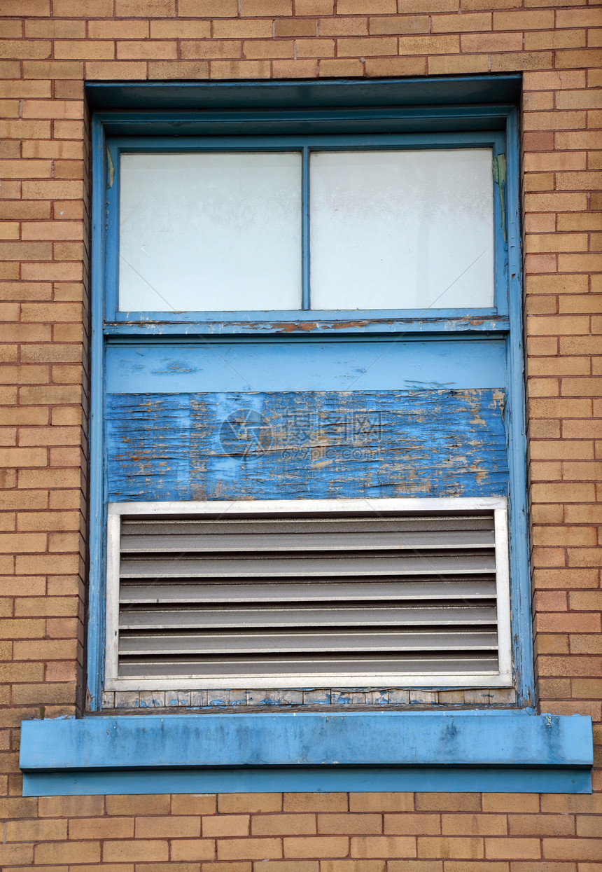 旧蓝窗玻璃窗户框架乡村建筑公寓房子石工窗格蓝色图片