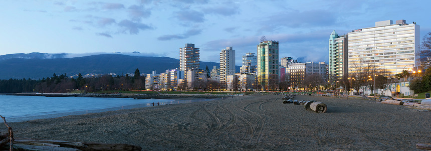 公元前温哥华日落海滩沿岸的海滨生活图片